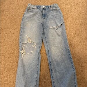 Garage Distressed Jeans - Size 7 (28) Wide Leg
